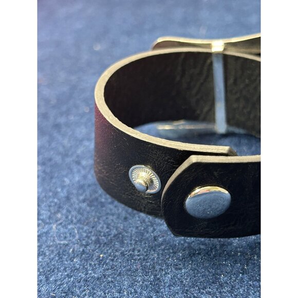 Black faux Leather Cuff Bracelet Paparazzi Little Rock star twinkle twinkle - Picture 4 of 8